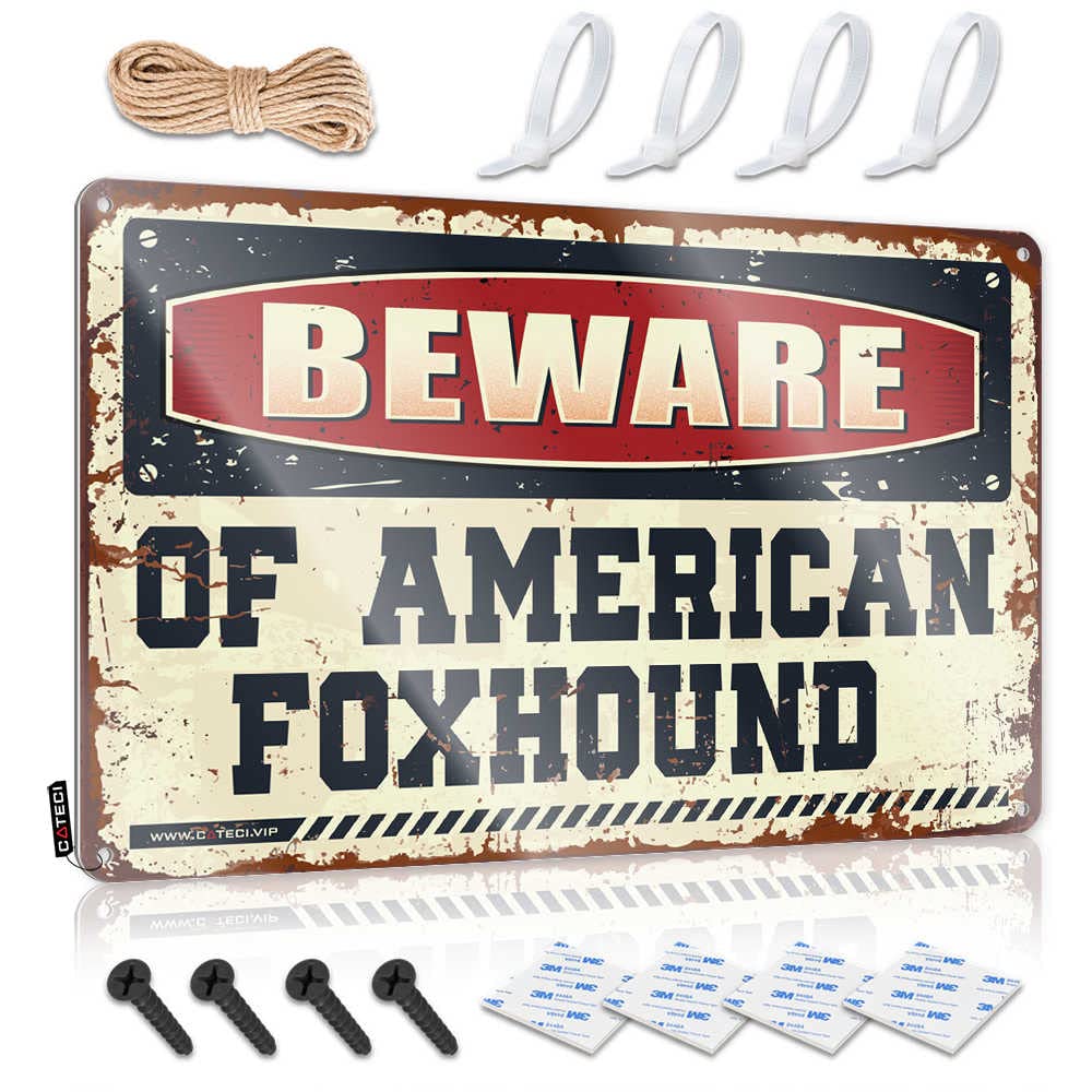 Fzfn Colour Plaque Collection Lovely Beware Of American Foxhound For Basement - Funny Kitchen Decor Customizable(30X40cm)