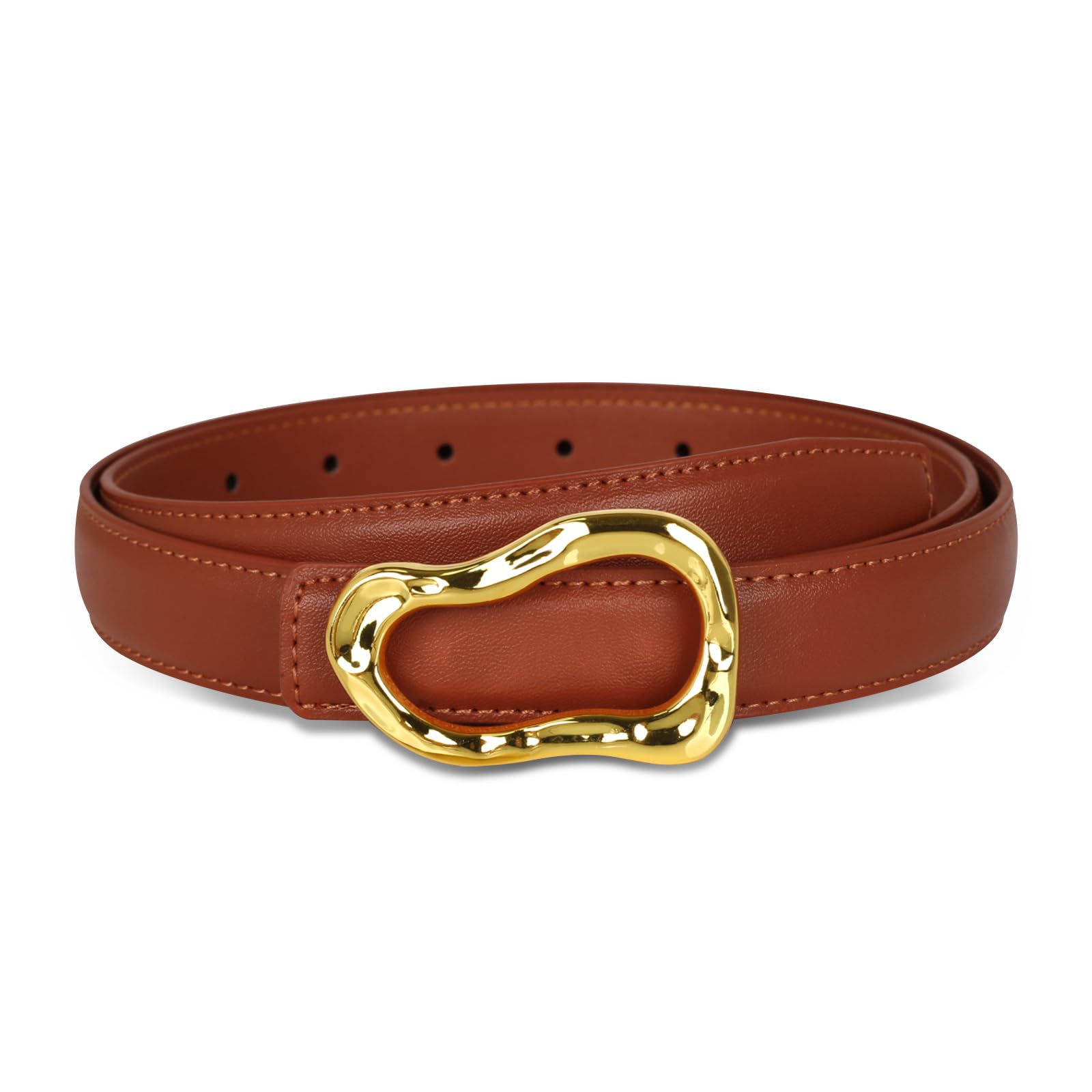 Women's Leather Belt with Buckle - Ideal for Dresses, Jeans, and Coats