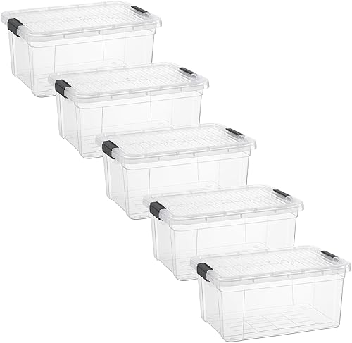 Miniatura 46 de Superio Cajas de almacenamiento transparentes con tapas, contenedores de plástico de 2.5 cuartos de galón para organizar, cajas apilables, sin BPA,