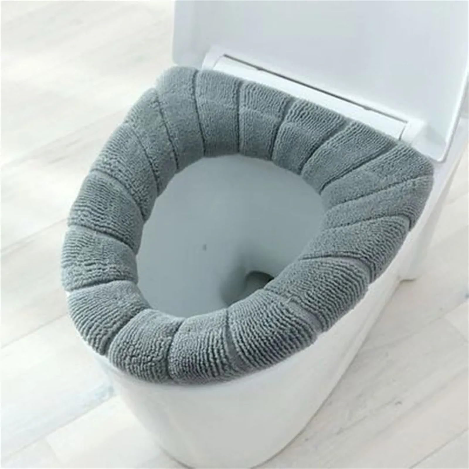 Almohadilla calentadora de inodoro elástica lavable gris para baño
