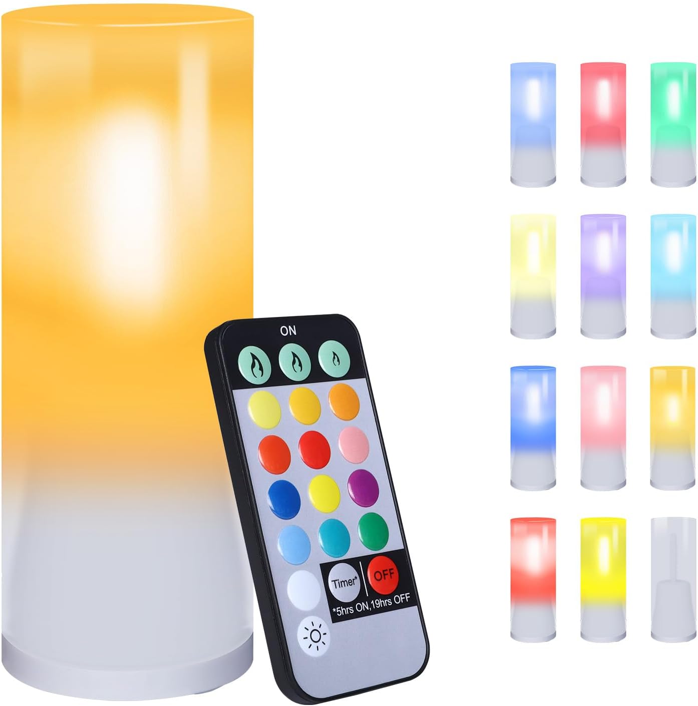 Multicolor Flameless Candle Flame Effect Night Light ，with Remote Control and USB Charging Function, Featuring 13 Color Changing Modes, Suitable for Indoor Lighting and Festival Decoration.1pc.