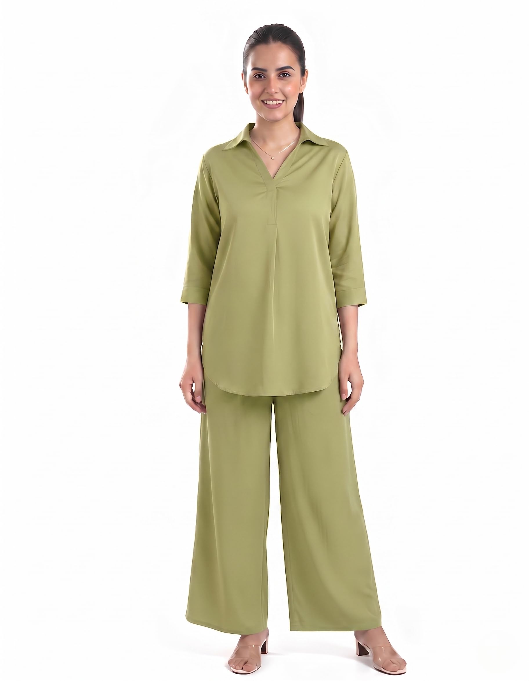 Stylish Rayon Co-Ord Set for Women | Soft Breathable Viscose Rayon Palazzo Co Ord | Casual, Travel & Office Wear Two-Piece Lounge Set for Women-image-30