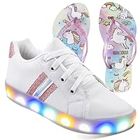 Kit Tenis Infatil de Led Casual Meninas Confortavel Luzinha + Chinelo