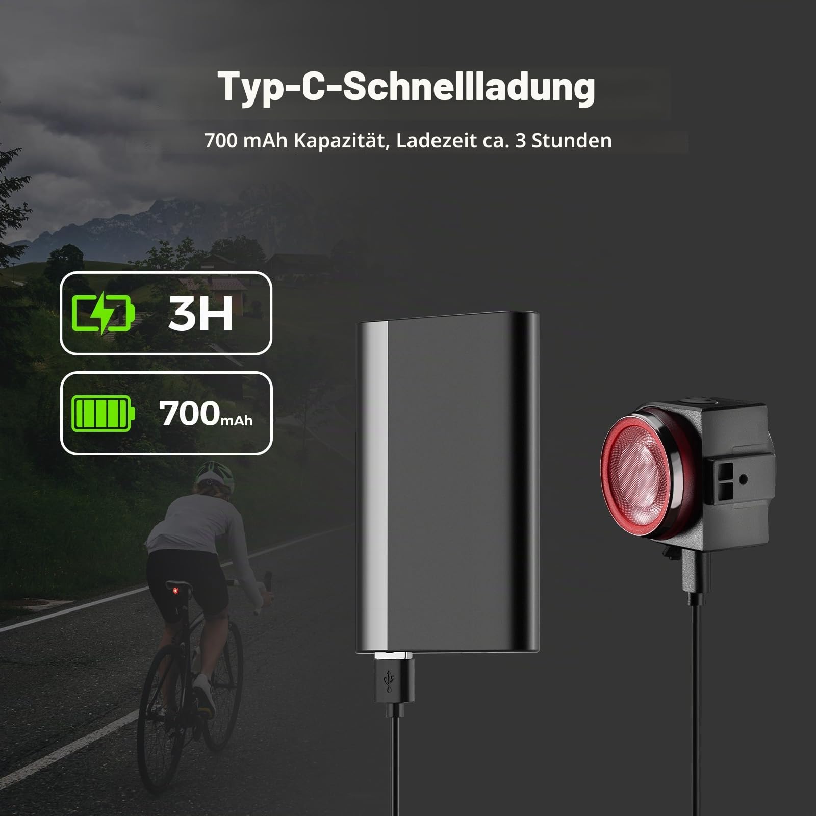ROCKBROS Elektronische Fahrradklingel 115 dB mit Fernbedienung | Fahrradhupe, Wiederaufladbar, Wasserdicht IPX5, Kompakt Leicht, für Citybike Trekkingrad E-Bike, USB-C