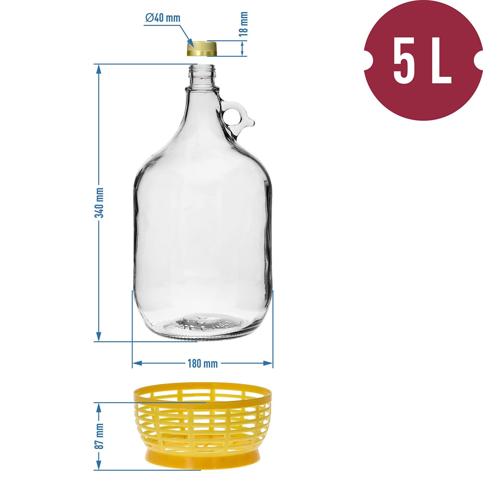 lilawelt24 6X 5L Flasche + Gummistopfen + Gärröhrchen Gärballon Set Weinballon Gärbehälter/brauen Wein Machen