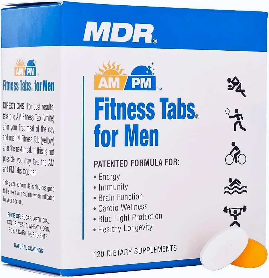 MDR Fitness Tabs Patented AM/PM Multivitamin for Men – Doctor Formulated Daily Supplement with Targeted Nutrients for Energy, Brain Function, Immunity & Cardio Health – Gluten Free – 2 Month Supply - Image 3