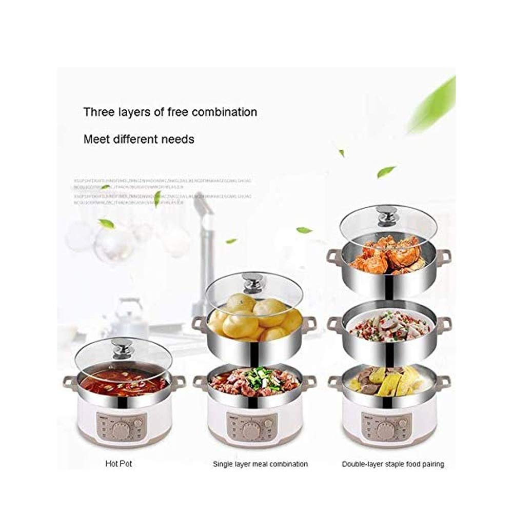 Vaporera eléctrica Multifuncional for el hogar, Grado alimenticio, Acero Inoxidable 304, Olla de Vapor de Gran Capacidad, Enchufe en Olla de Vapor eléctrica