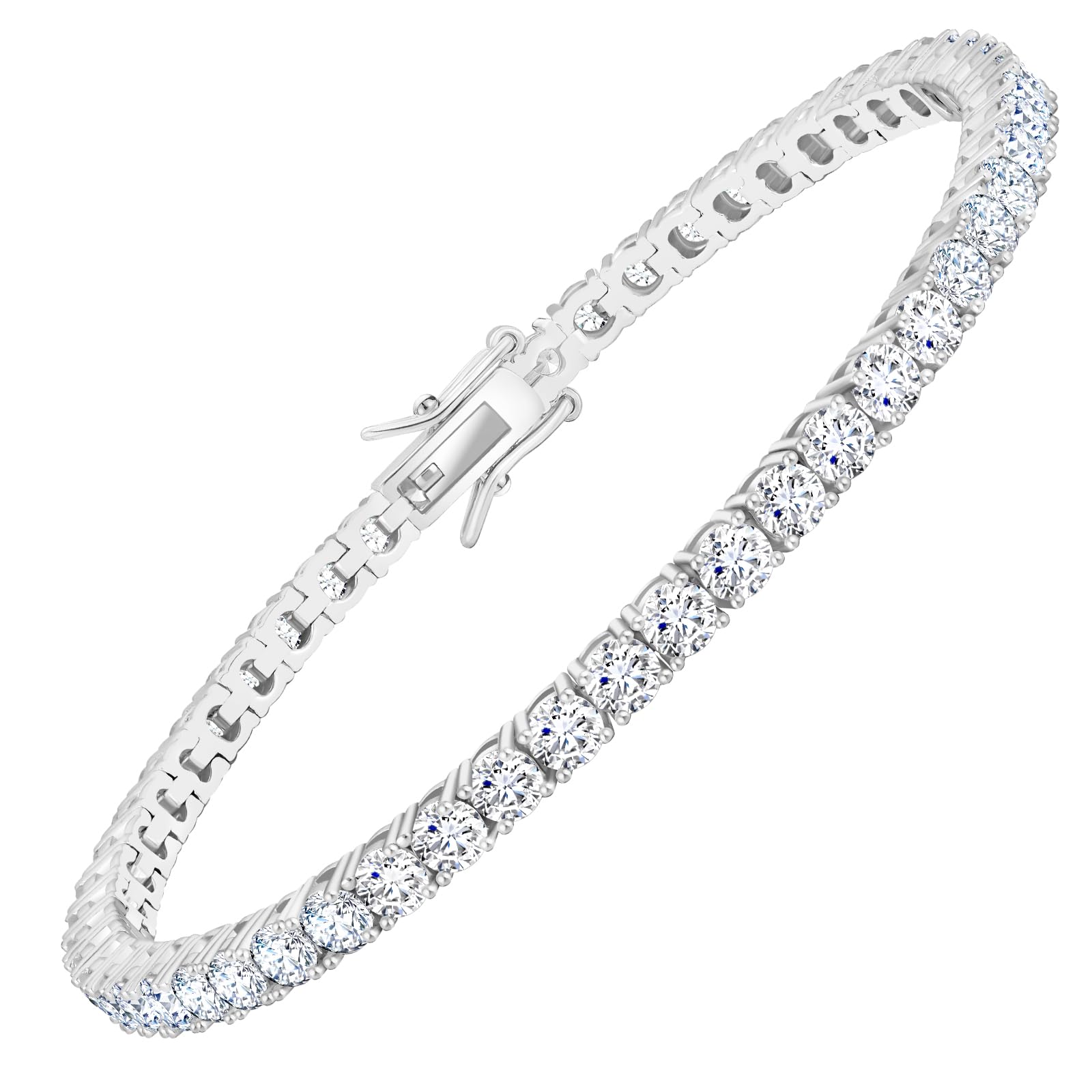 KRKC Tennisarmband für Damen in Silber, Wahlweise 3 mm Breite, 19 cm Länge | Mit funkelnden 5A Zirkonia-Steinen, Geschenk für Weihnachten & Valentinstag für Sie, Frauen, Alltag & Business