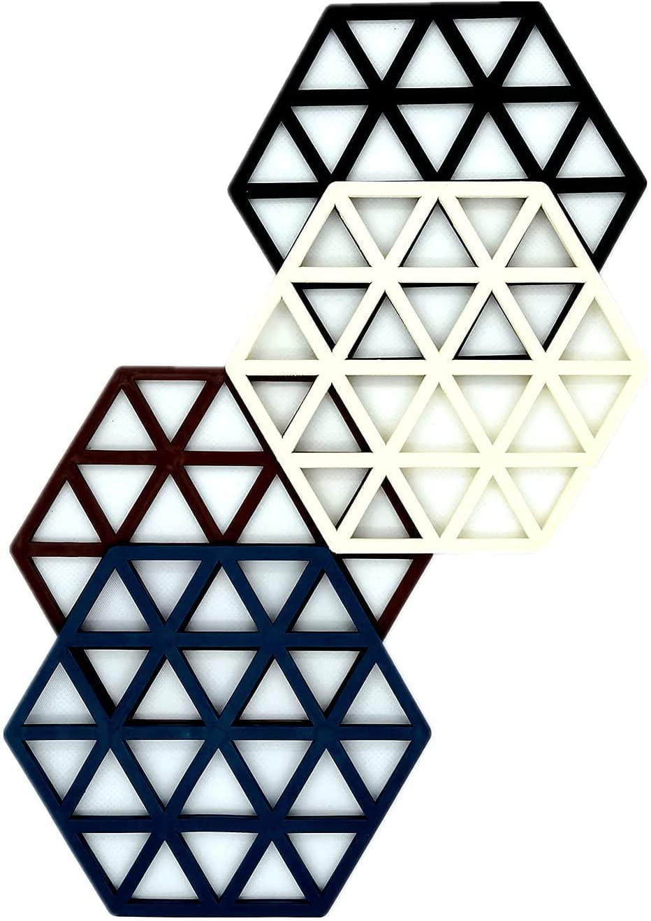 store Naidev Silicone Hexagon Heat Resistant Multifunction Trivets Hot Plate Holder Tool for Bowl Mats, Dish Mats, Placemats, Drink Coasters, Hot Pots and Pans - 4 Pieces