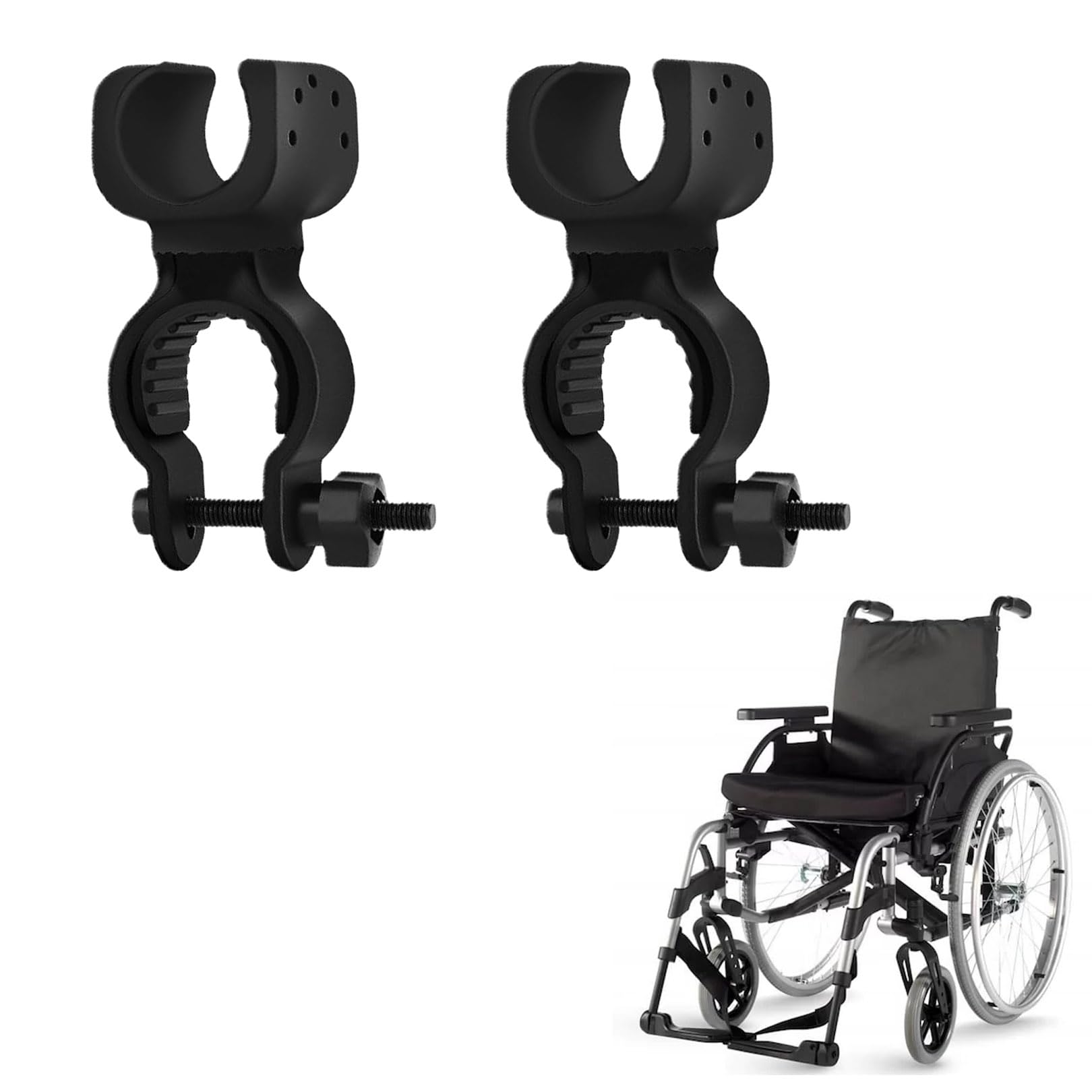 2Pack Walking Stick Holder,360-Degree Rotating Stick Bracket Universal Fixed Cane Clip Holder Accessories,Walking Stick Holders for Elderly Walkers Wheelchairs Electric Scooters Mountain Bikes