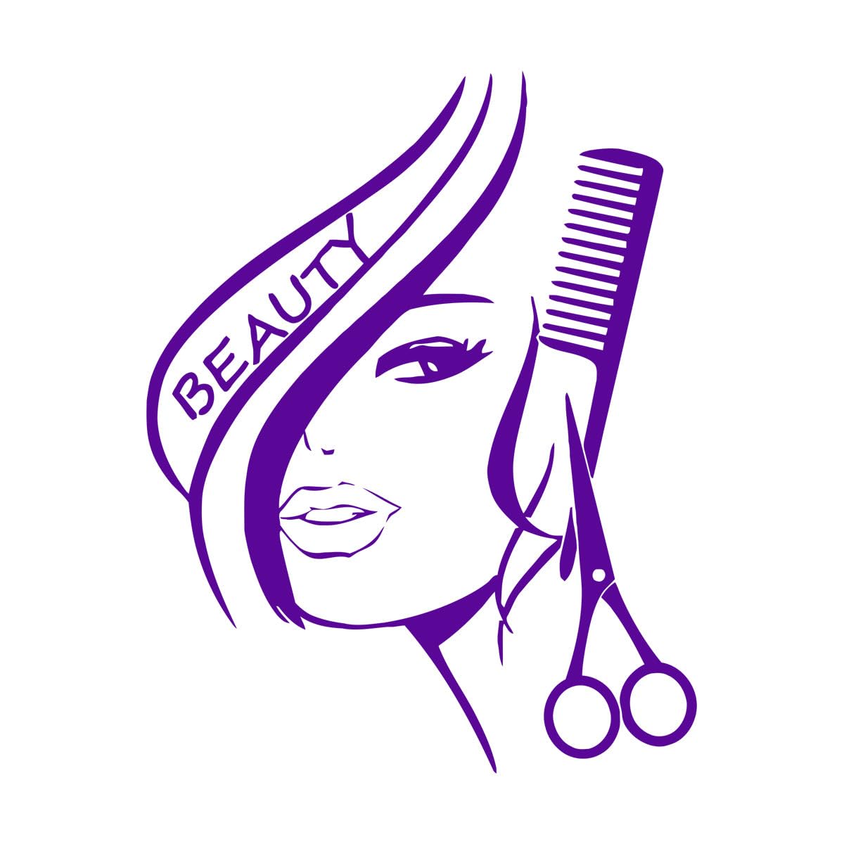 Hair Beauty Salon Wall Art Stickers Barbershop Sexy Girl Decor Hairdressing Vinyl Wall Decals Fashion Wallpaper Bedroom Large - 58x75cm — image 1