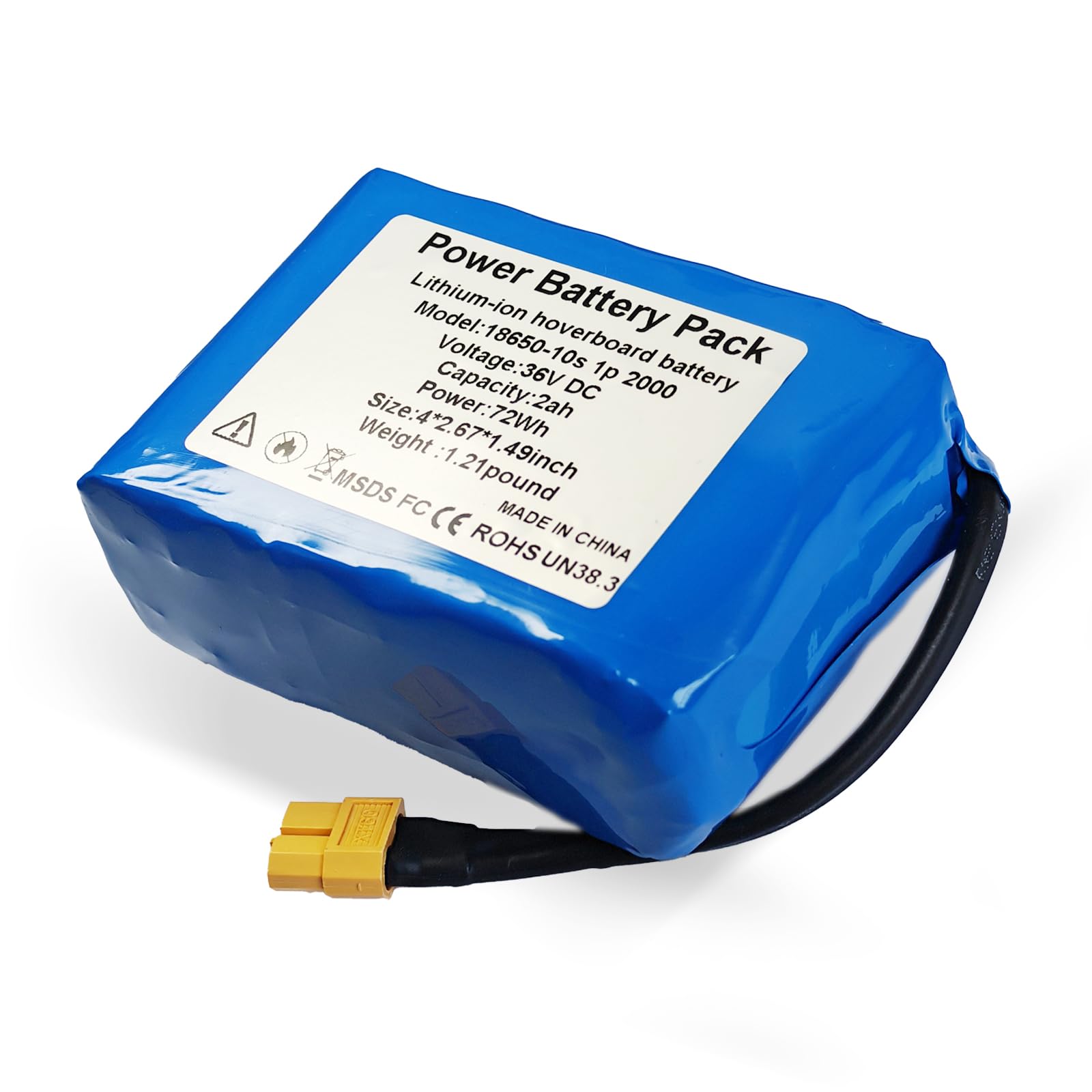 iDeaZoo 36V 2000mah Lithium Li-ion Hoverboard Battery with XT60,SL60 Plug Configuration 10S2P General Purpose Battery Replacement fit 42V 2000mah,Compatible for Most Hoverboard Models Without Axle