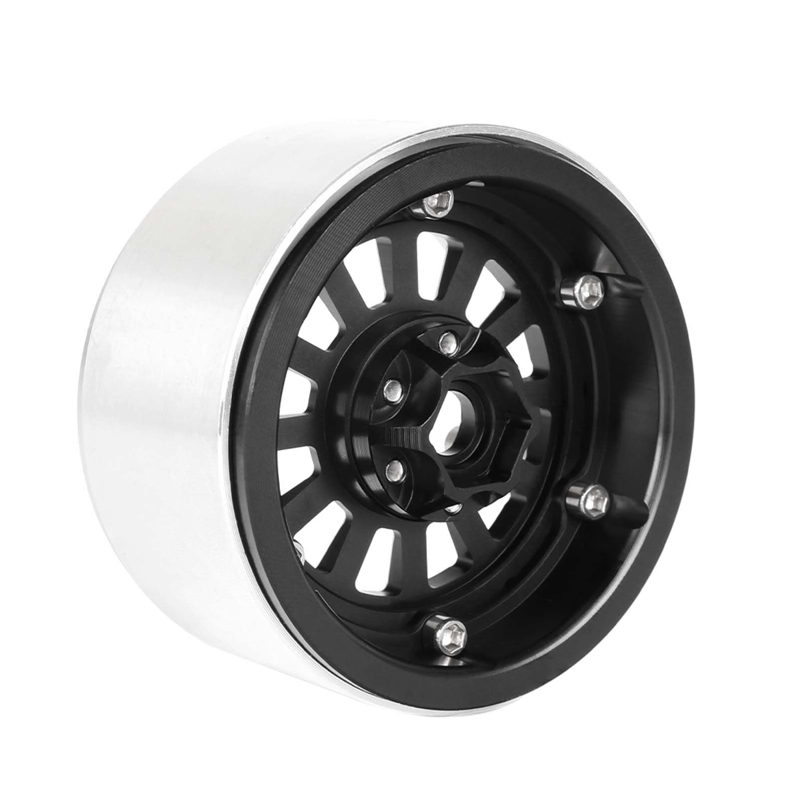 KEEDA Roues Beadlock en aluminium 2,2 - Profondeur d'insertion de 10 mm - 12 rayons - Pour SCX10 RR10 TRX4 VS4-10 Gen8 1/10 RC Crawler - Noir