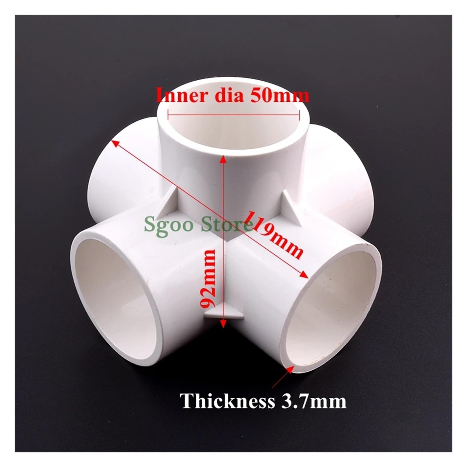 Conectores de marco hidropónico/tubo de riego de PVC, de 50 mm, color blanco, de 3/4/5 vías, en cruz y 6 vías, accesorios de unión tridimensionales(6 ways joint,Inner Dia 50mm(5pcs))