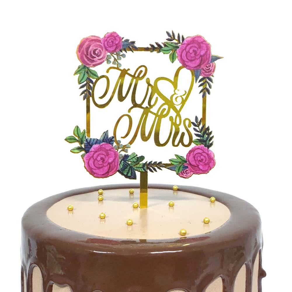 Larger Size Acrylic Mr & Mrs Cake Topper - Wedding, Engagement, Anniversary Monogram Cake Picks Bridal Shower Theme Birthday Party Cake Decorations Supplies