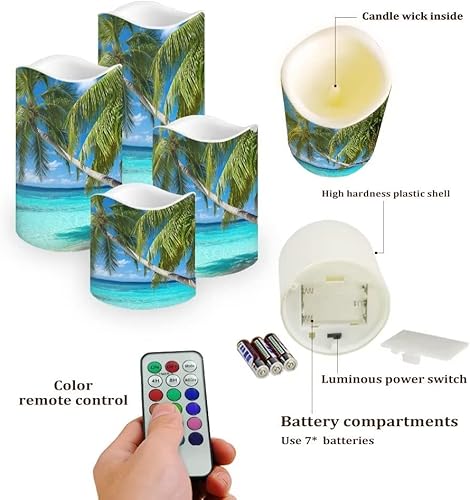 Miniatura 3 de Jeiento Velas de pilar sin llama con temática de estrellas de mar, sin llama, parpadeantes, funciona con pilas, velas eléctricas LED con control