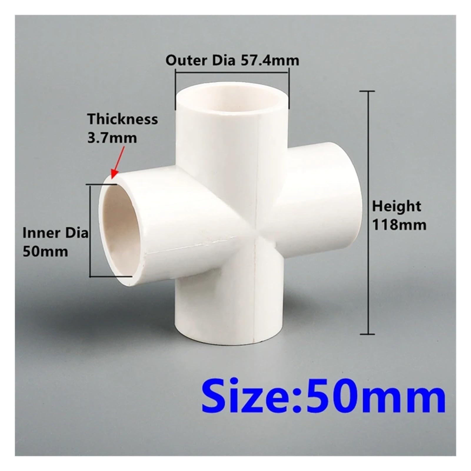 1/5 pezzi Connettore a croce a 4 vie 20/25/32/40/50 mm Raccordi for giunti di fornitura idrica in plastica Connettori for tubi di sistema di irrigazione(I.D 50mm,5 pieces)