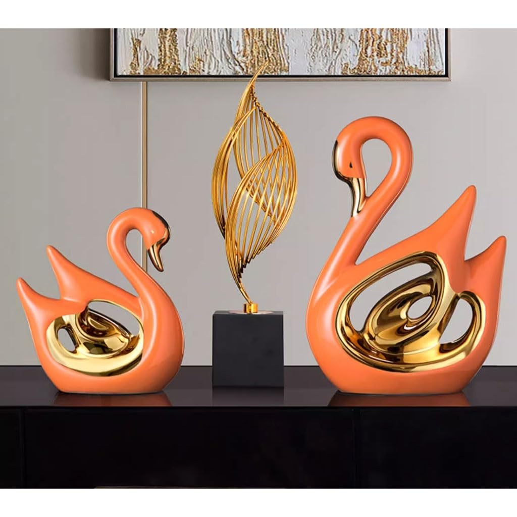 Adornos De Cerámica Sala De Estar, TV, Vinoteca, Pareja, Cisne, Decoración De Cerámica, Mesa De Entrada, Decoración Statues For Home Decor