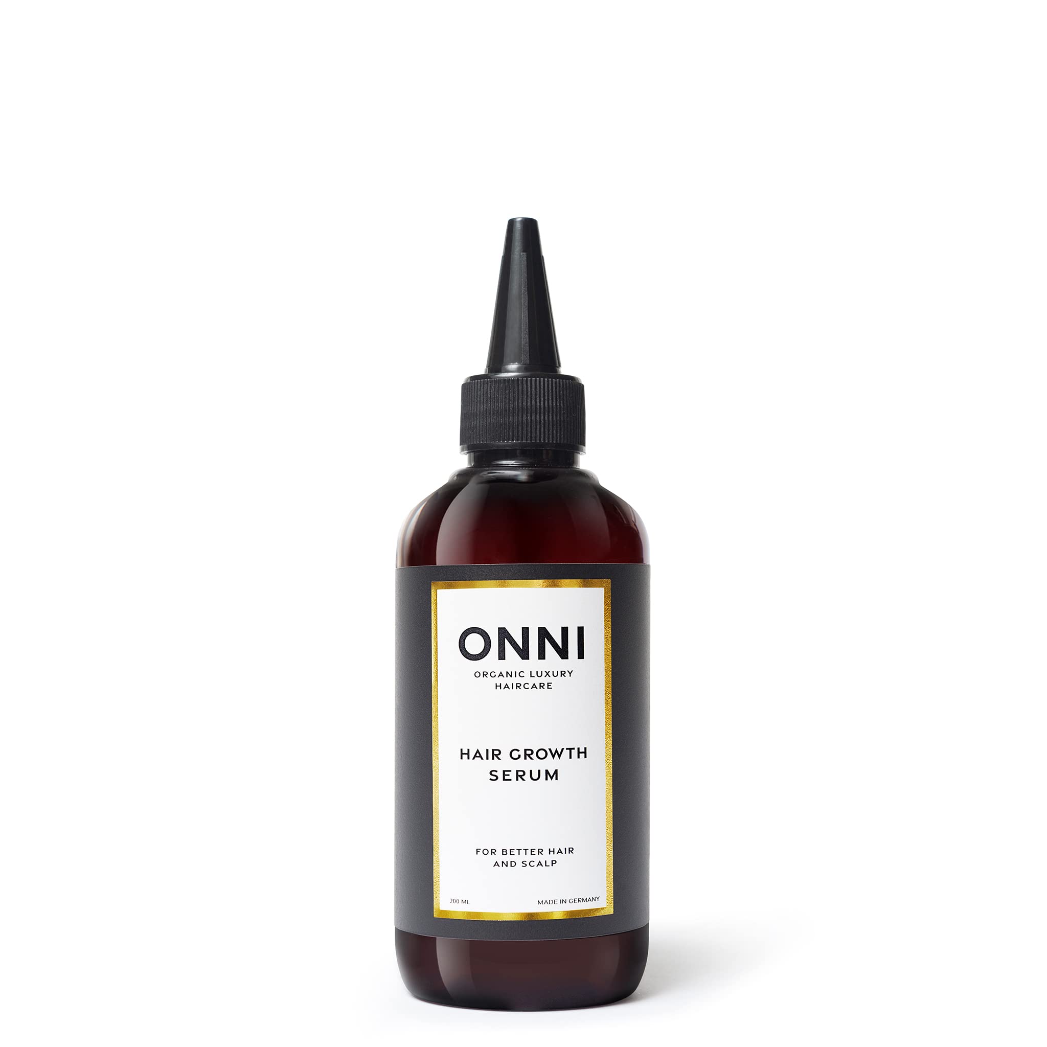 ONNI Serum do porostu włosów, organiczne serum do wzrostu włosów, 200 ml, bez silikonów, siarczanów, parabenów, do pielęgnacji włosów, przeciw swędzącej skórze głowy, wyprodukowano w Niemczech, znane