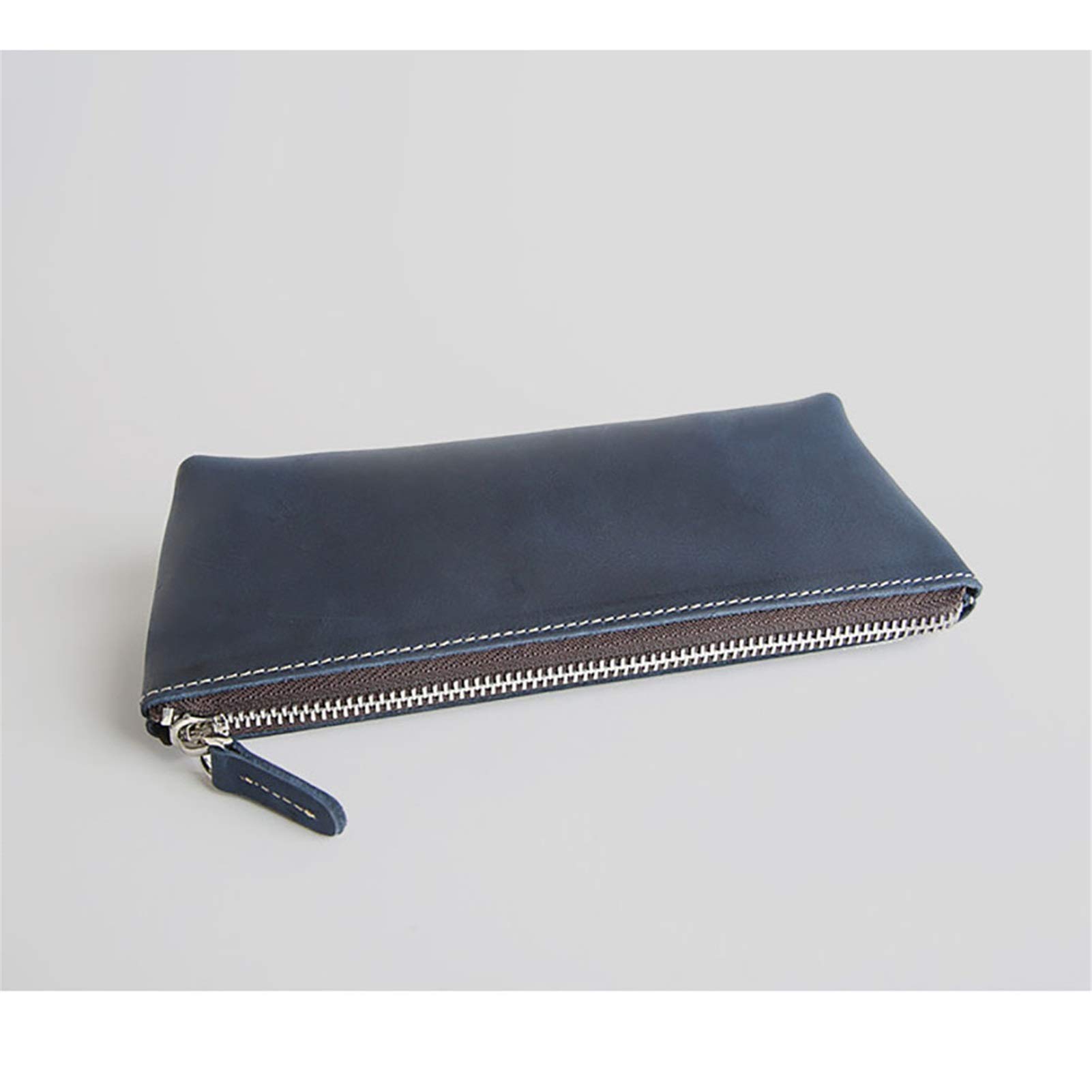 Astuccio in pelle, astuccio piccolo, Astuccio in Pelle con Cerniera Multicolor 21x8.5x2.5cm(Blue)