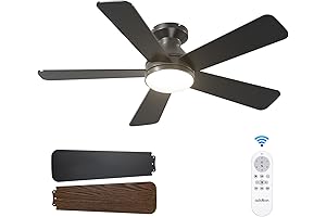Addlon Ceiling Fan with Remote: 42-Inch Low-Profile Smart Fan with Dimmable Light and Reversible Motors