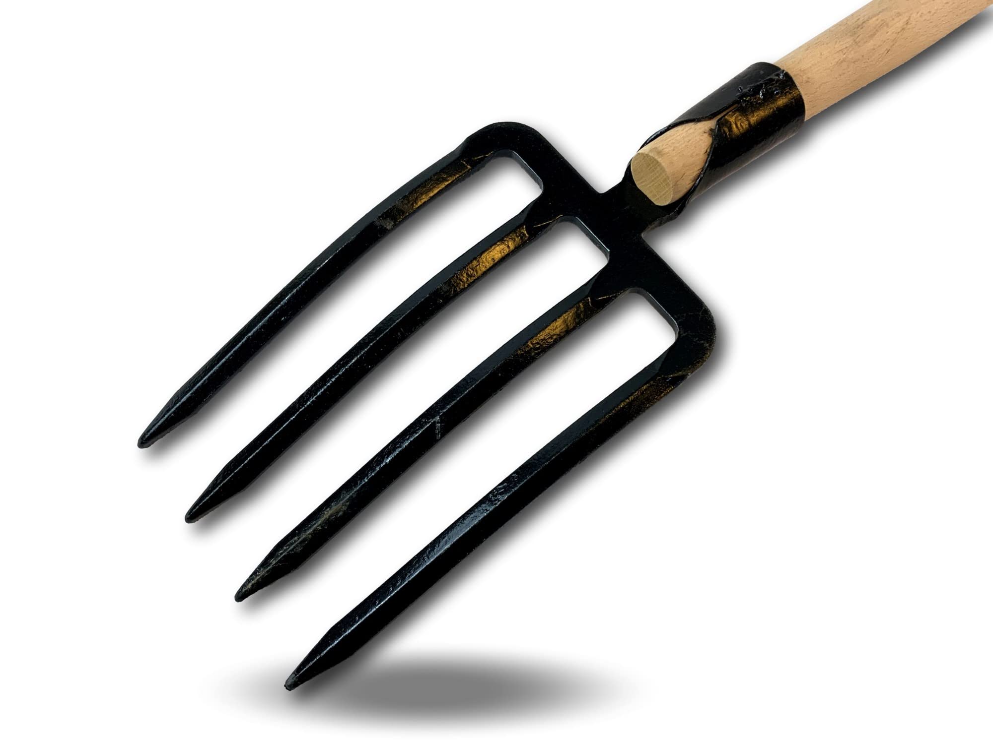 Fourche à bêche 4 dents larges | Manche 120 cm bois fabriqué en France | Tête acier forgé | Retourner ameublir aérer la terre préparer les sols | Jardinage | Kibros FCHLRGM