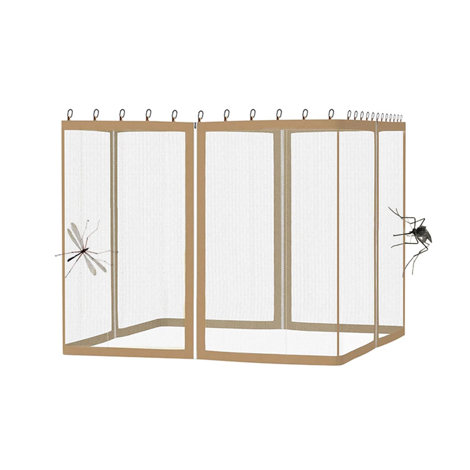 Zanzariera universale per gazebo 3 x 3 m, 4 pannelli per porte scorrevoli, protezione da insetti per esterni, copertura da giardino, impermeabile, 305 x 305 x 220 cm, perfetta per l'estate