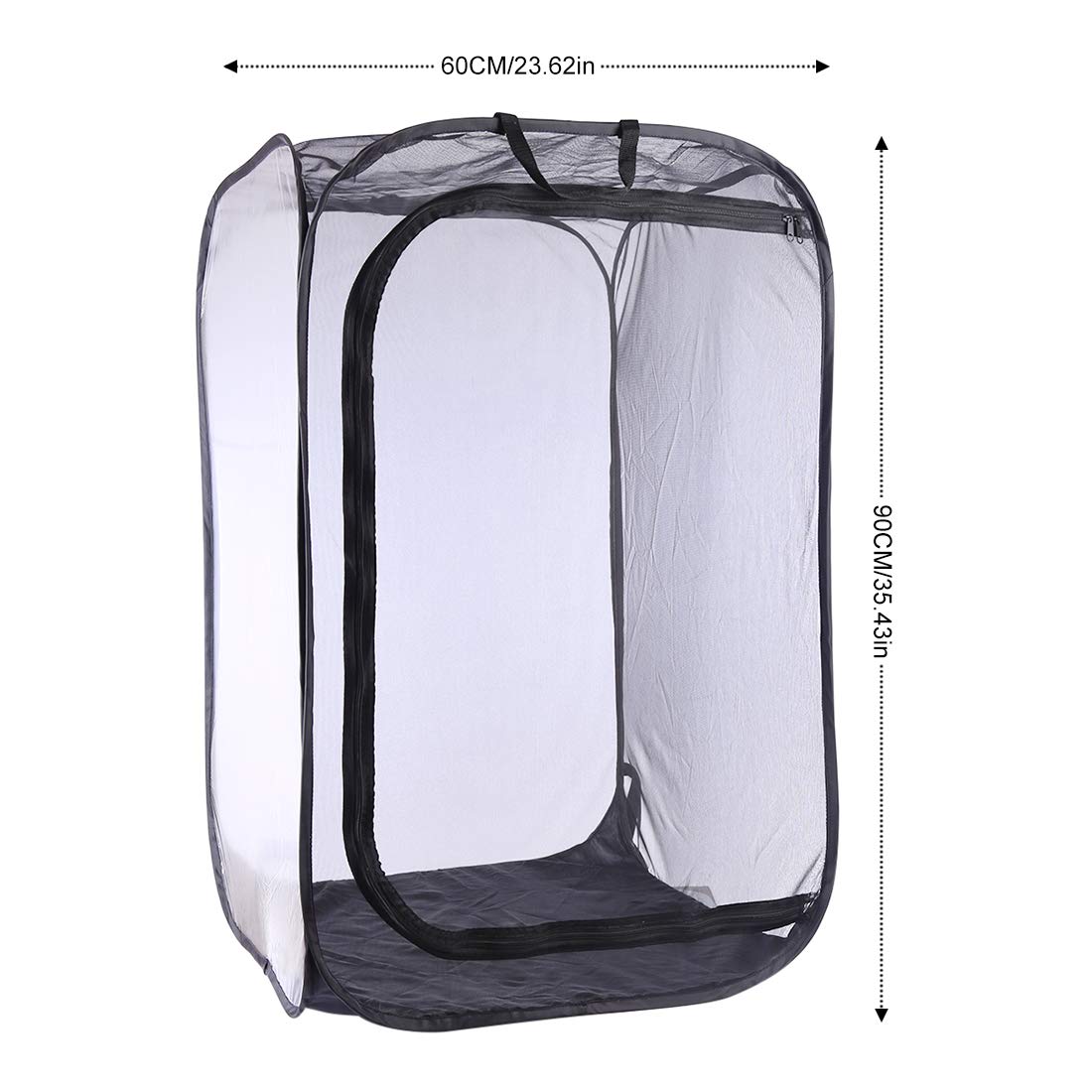 Jaula para Insectos y Mariposas (Plegable, Malla), Color Negro, Malla y PVC, 60 x 60 x 90 cm, Large