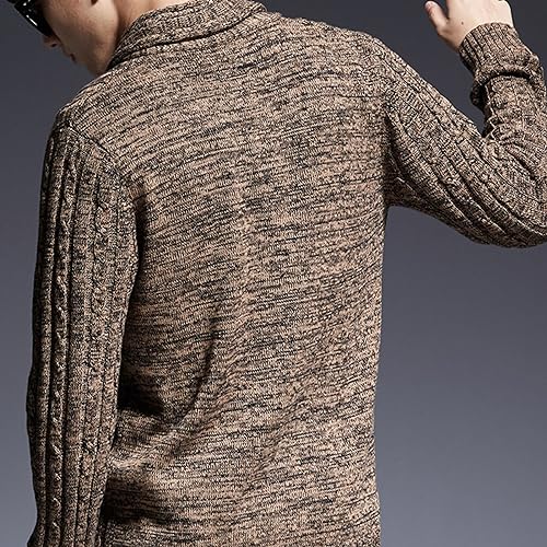 Men Shawl Neck Long-Sleeve Cardigan Sweater Winter Slim Fit Rib Sweaters Outerwear Cable Knit Button Down Cardigan2