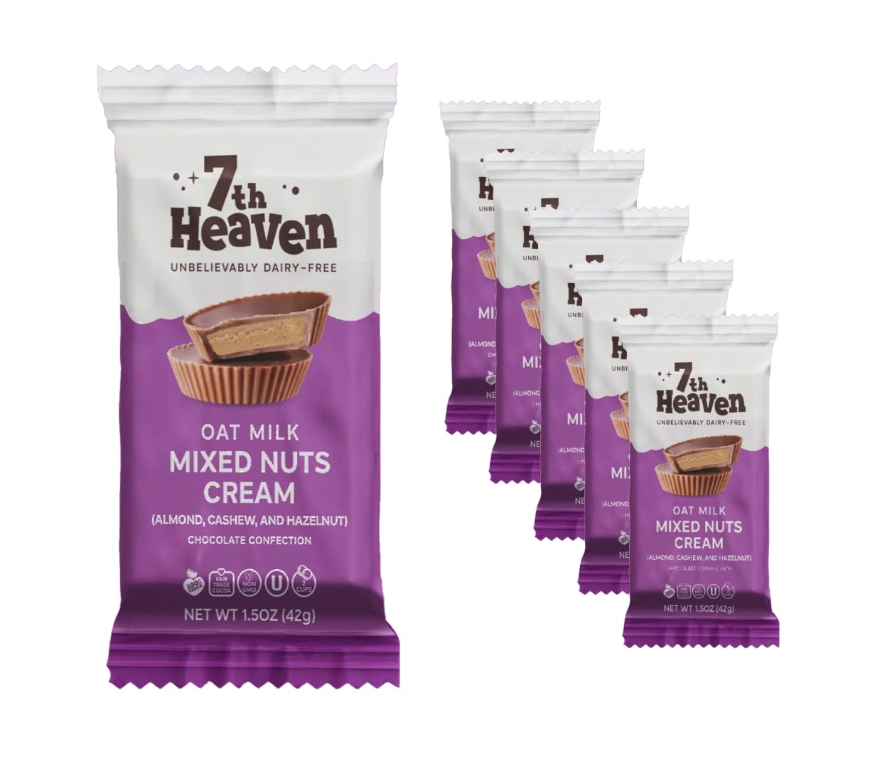 7th Heaven Cup Bundles, 6 Packs - Caramelized Coconut and Chocolate Mixed Nuts