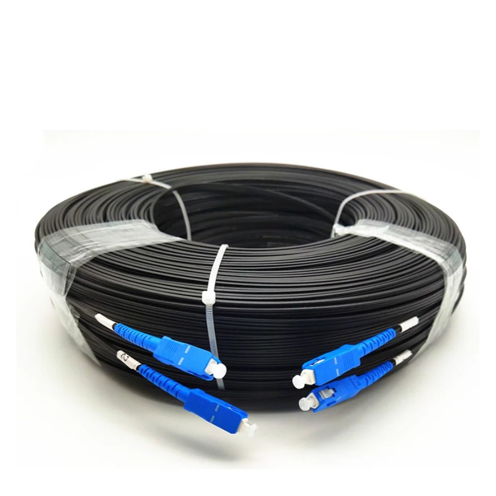 Câble de raccordement à fibre optique pour extérieur, 50 m, 80 m, 100 m, duplex FTTH, 2 noyaux, pont de câble de connexion à fibre optique avec connecteur LC SC UPC (LC-LC 50 mètres)