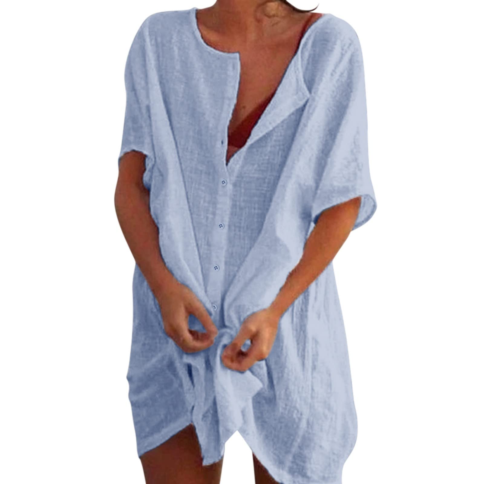 Generisch Elegante túnica de muselina ligera para mujer, pareos y vestidos de playa, pareo, trajes hawaianos, largos, vestidos de playa, para mujer, bikini suelto, pareo, vestido de verano, ligero
