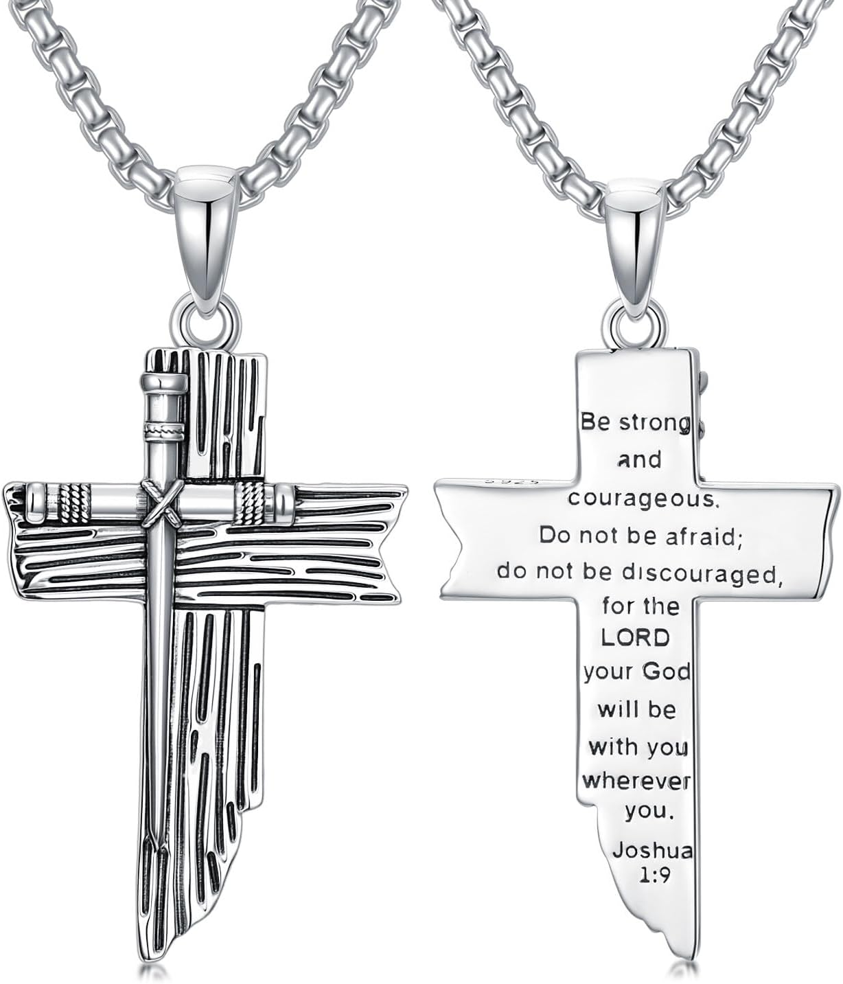 Cross Necklace 925 Sterling Silver Christian Jewelry for Men