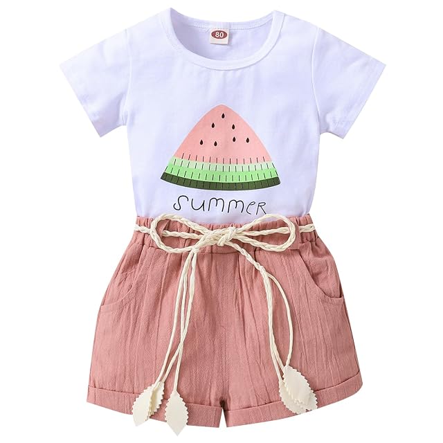 Toddler Baby Girls Clothes Short Sleeves T-Shirt Tops Shorts Cute Summer Outfits Set