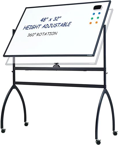 TANKEE Pizarra blanca de altura ajustable  48 x 32 pulgadas, pizarra blanca móvil sobre ruedas, gran pizarra magnética de doble cara de borrado en disponible en Yaxa Mexico