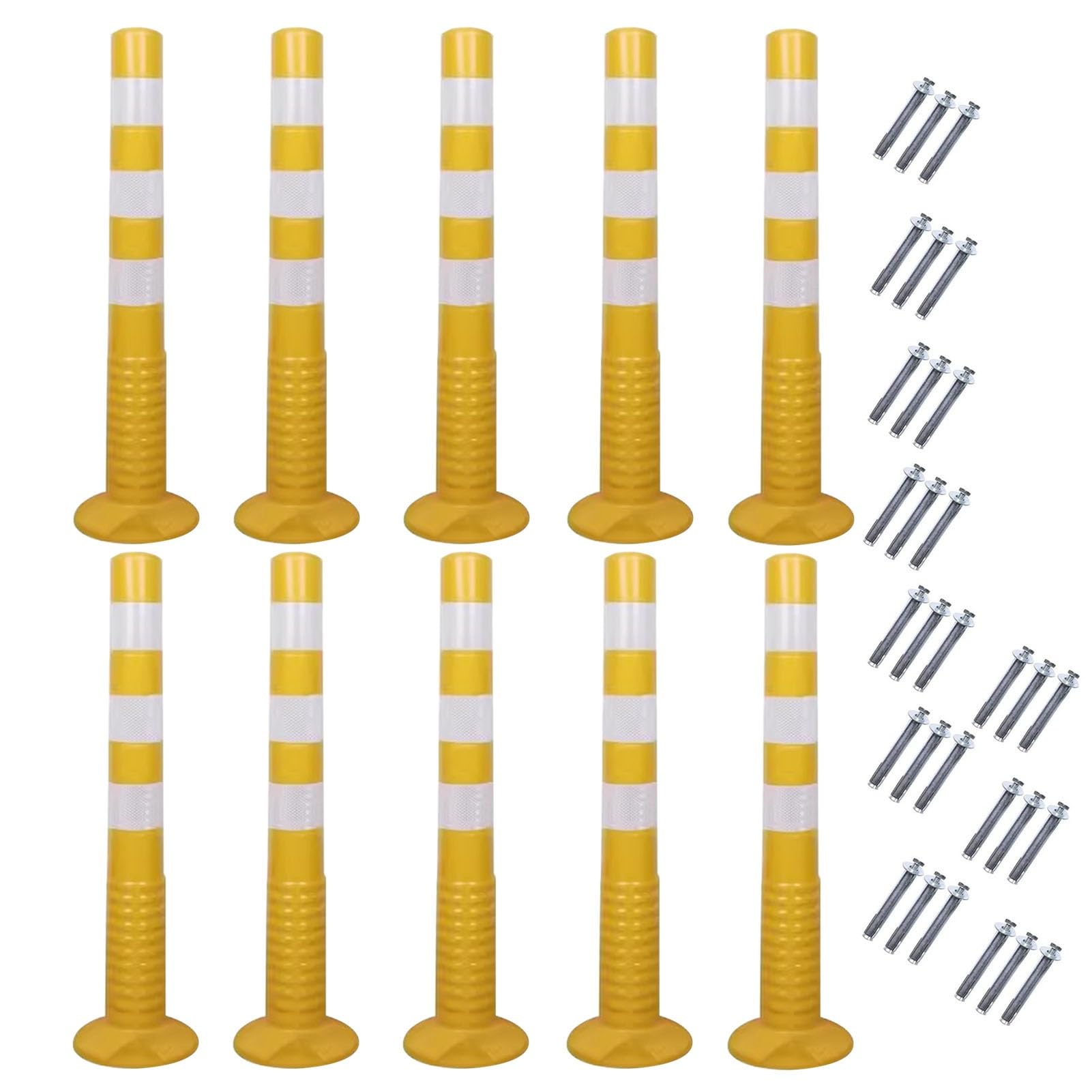 WQPMNYG Parking Bollards - 77cm Flexible Traffic Delineator Post Cones for Driveway and Garage Safety Barrier