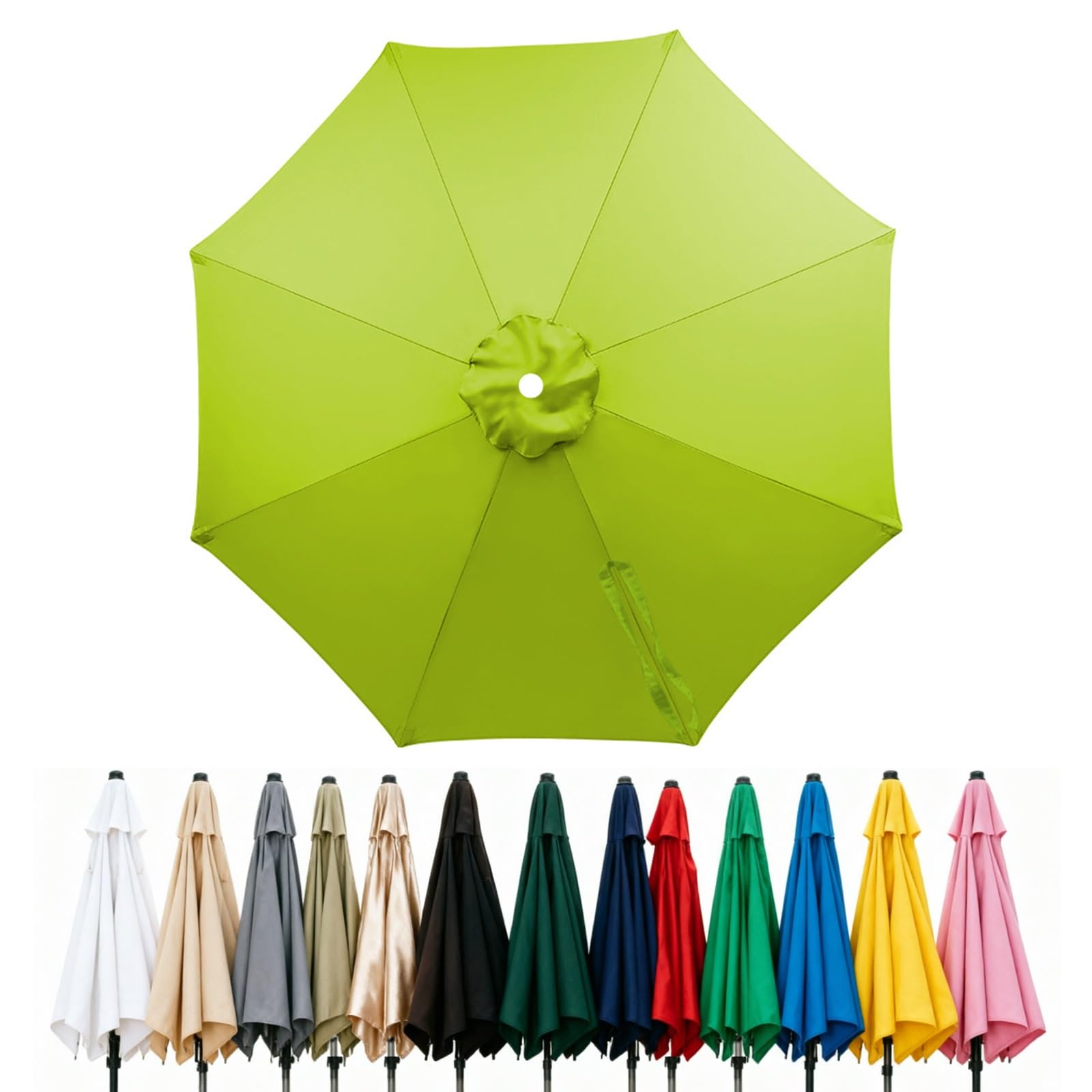 Fade Resistant Parasol Replacement Canopy for 6/8 Ribs, 2m 2.7m 3.0m 4m Garden Umbrella Cover, Waterproof UV30+ Patio Market Parasol Top (Fits Rib Length 112cm/148cm)(Green,(6Rib)300cm) — image 1