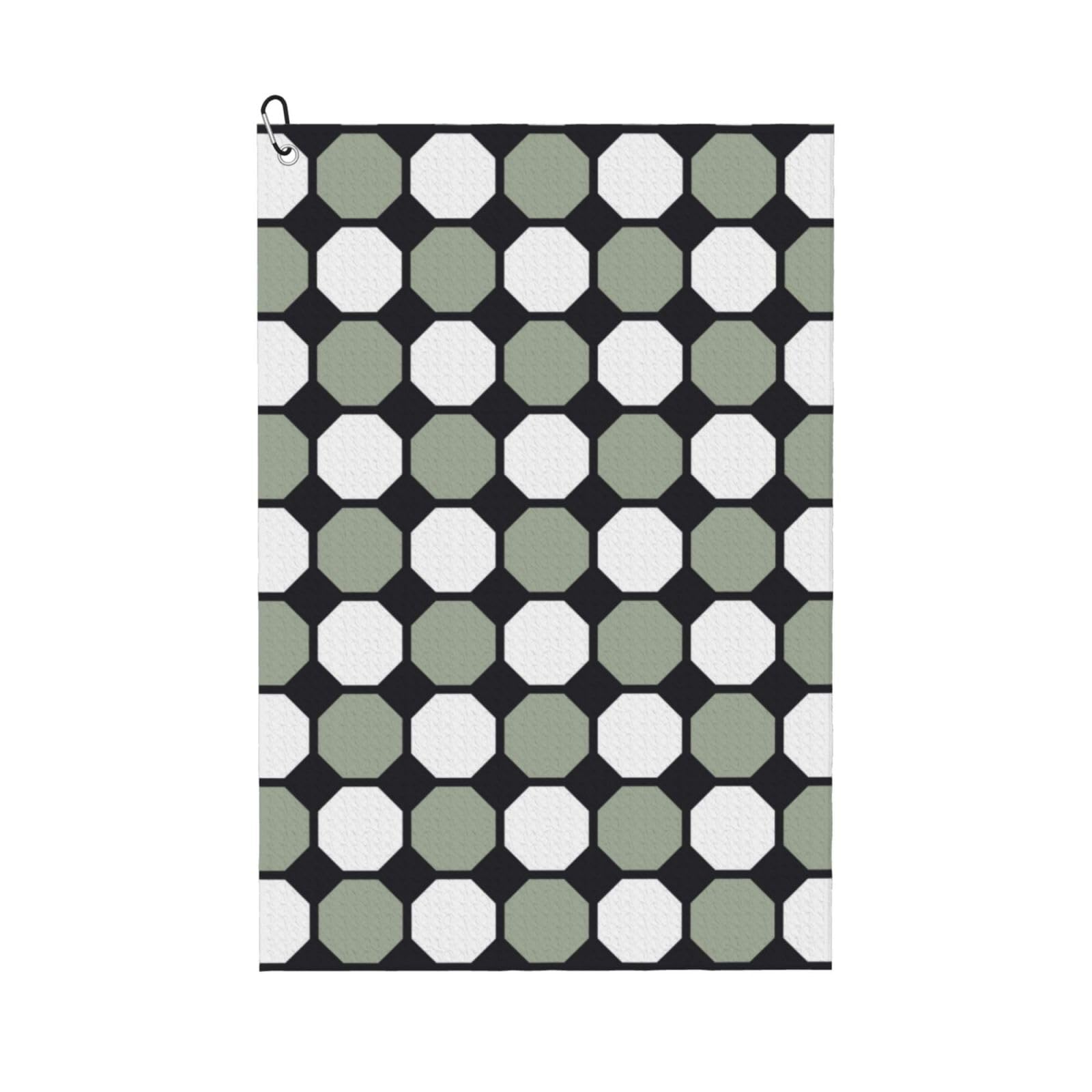 Hnnkloy Seamless Octagonal Patterns, 16x24 in Portable Waffle Golf Towels with Carabiner Clip for Golf Bag