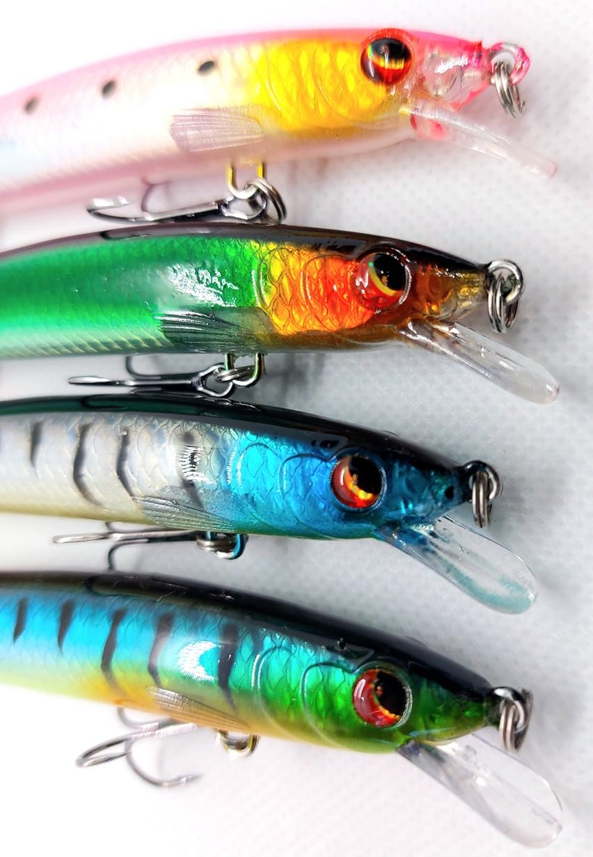 Set 8 Long Jerk Real Effect Spinning Spigola Serra Barracuda Pesca Mare Esca Artificiale