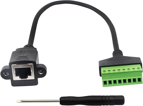 XMSJSIY RJ45 8P8C hembra a adaptador de terminal de tornillo de 8 pines, extensor Ethernet Cat567, extensión de señal de red CCTV DVR