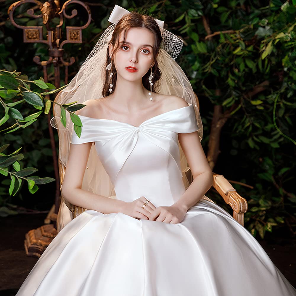 Amazon | [TRVELBETT] ウェディングドレス 結婚式 ロング サテン 花嫁 