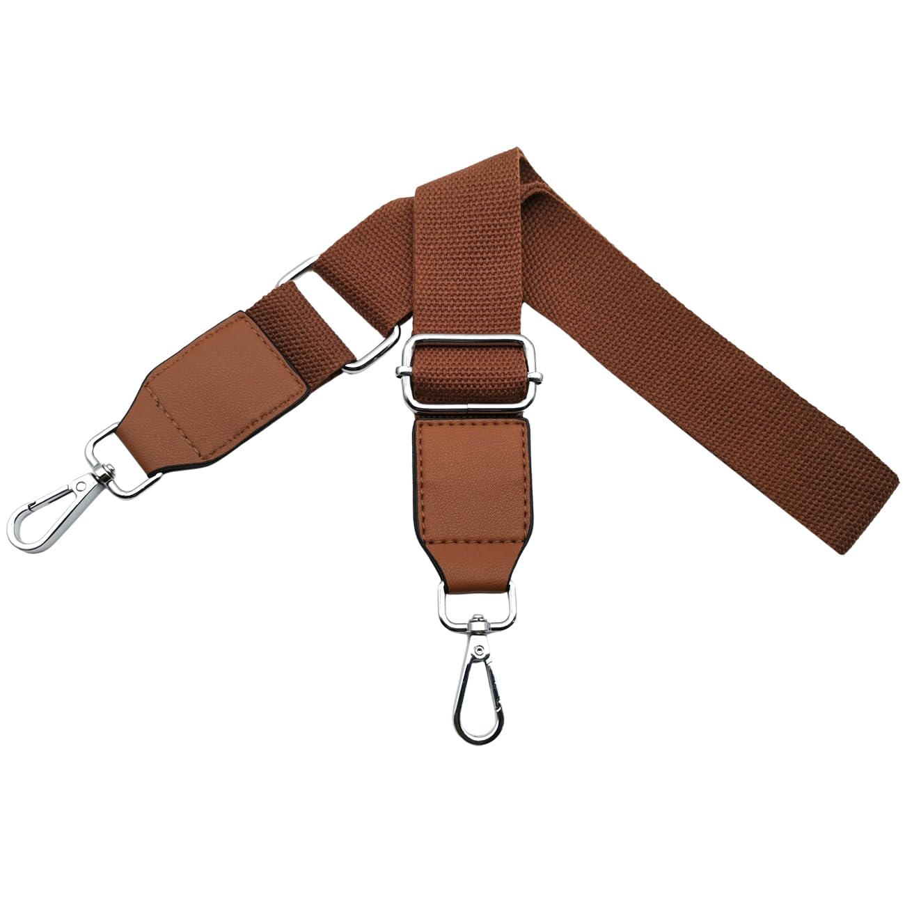 Omxyinma Bag Straps Replacement Handbag Strap Crossbody Shoulder Straps with Leather for Bags Wide 3.8 cm with Silver Hardware Buckle, for Women，Brown, Q2-09