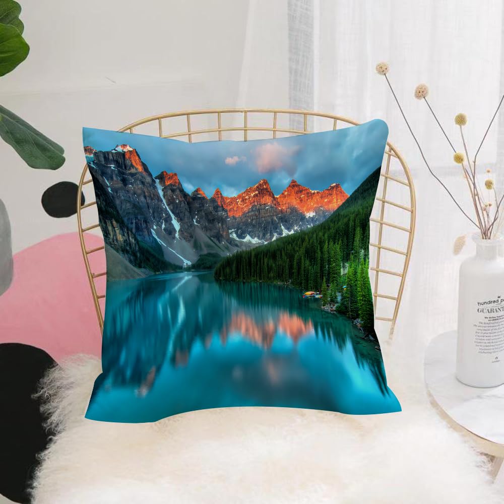 HYOSXW Cushion Cover,Throw Pillow Case Home Decorative for Living Room Bedroom Sofa Chair 16X16 Inch,Lake trees mountains looking so beautiful,Pillowcase 40X40cm