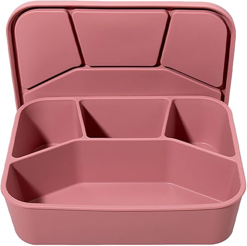AROCFTIE Caja Bento de silicona, 4 compartimentos, caja de almuerzo de silicona de grado alimenticio con tapas, recipientes de almuerzo a prueba de
