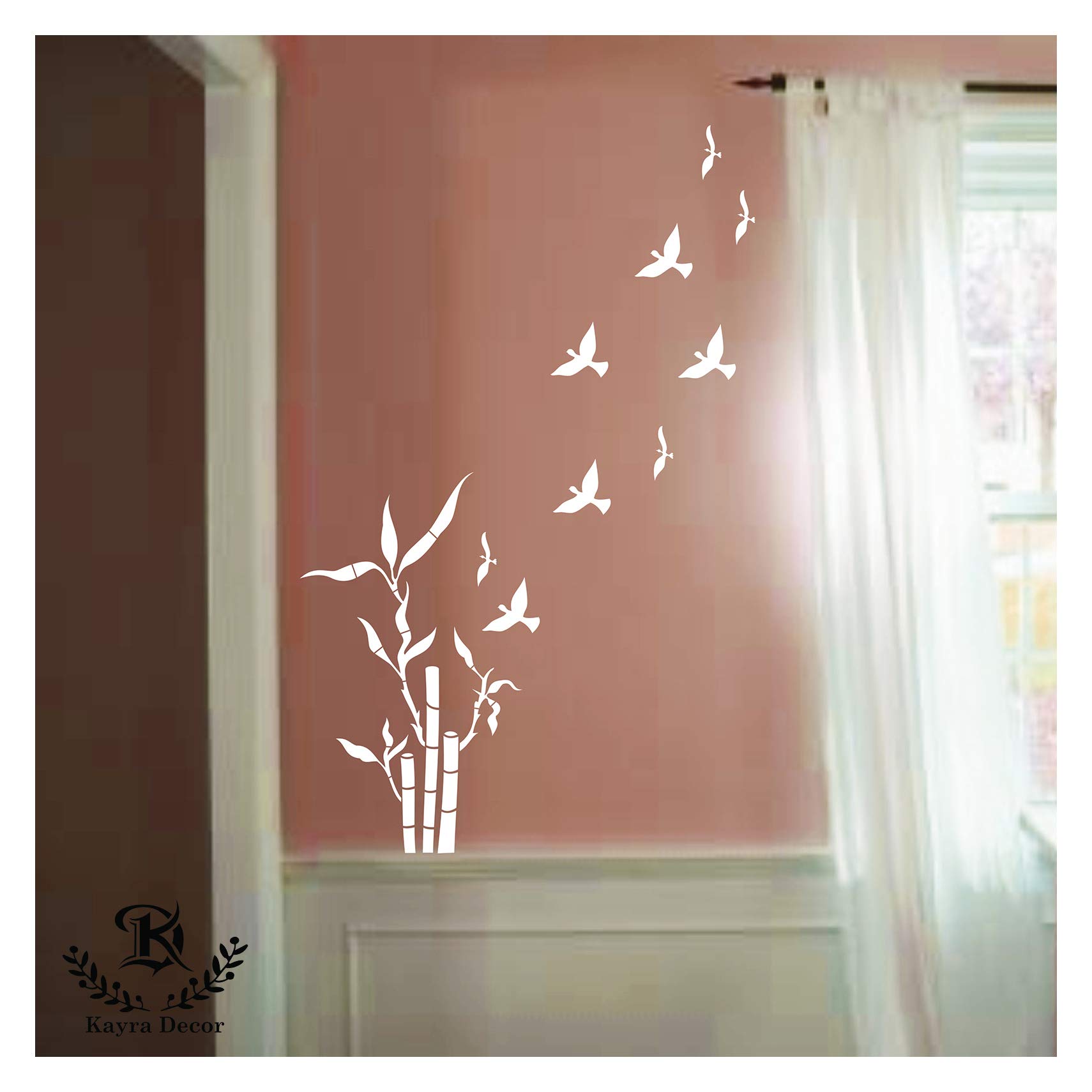 Kayra Decor Stencils for Wall Painting Plant and Birds - Pack of 1, 16-inch x 24 inch - (KHSNT094)