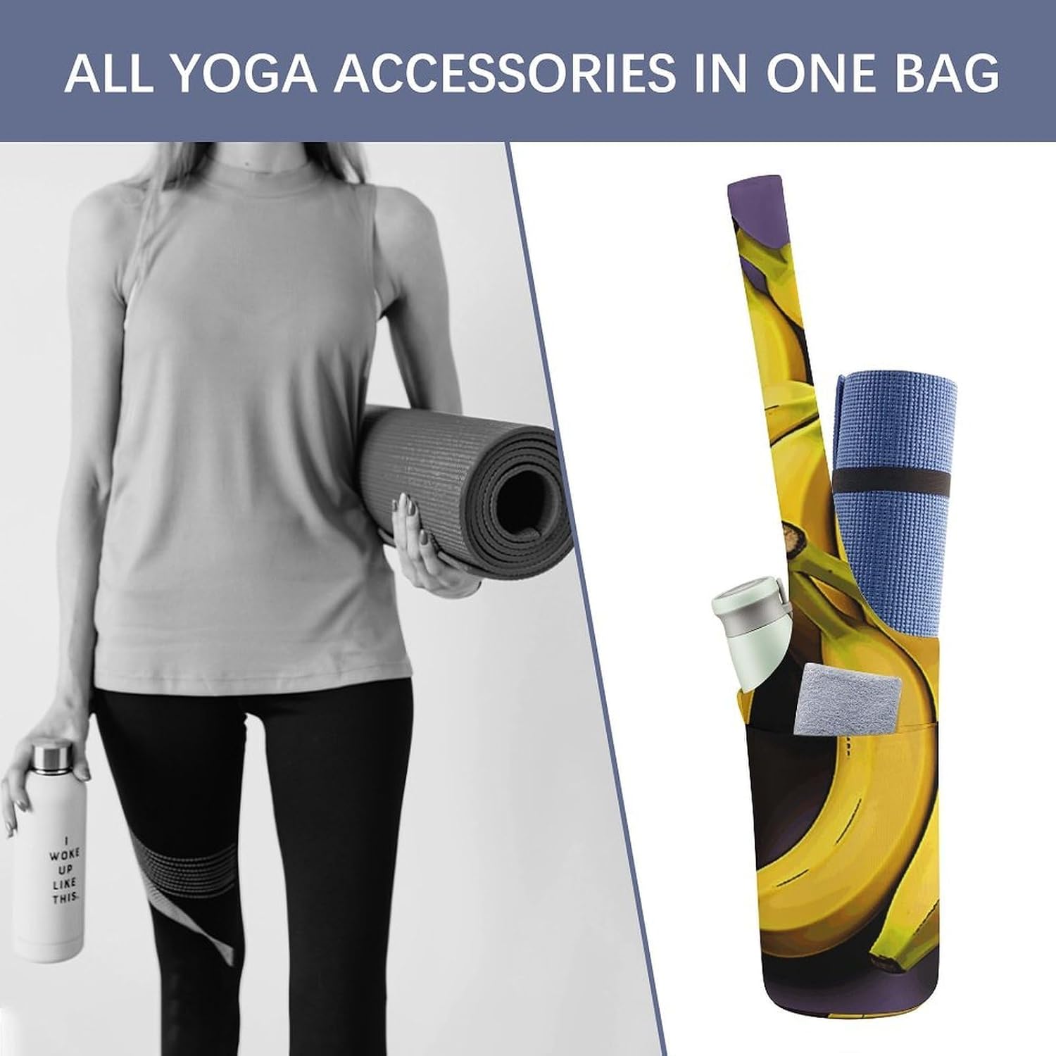 Unique Banana Fruit Yoga Mat Bag Stylish Lightweight Yoga Bag Versatile with Straps Storage Pockets Yoga Tote Yogas Mat Carrier Fits Most Size Mats image 4