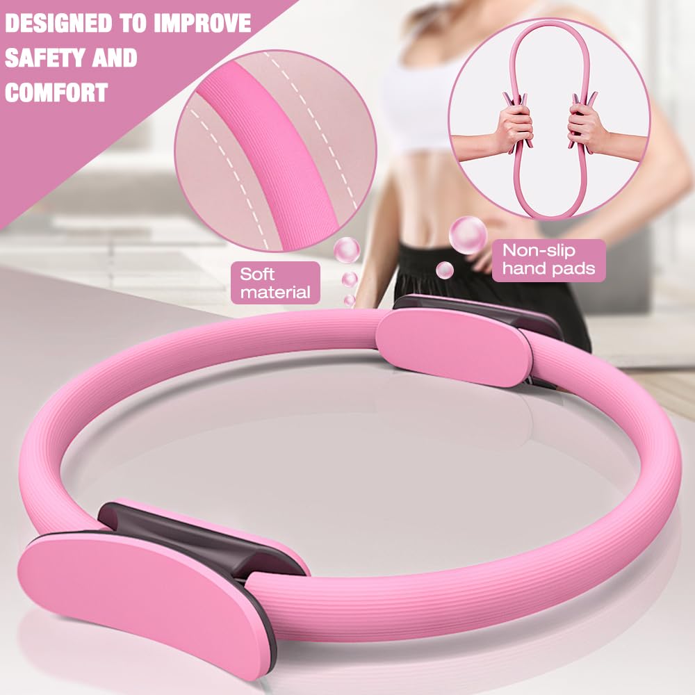 Mineup Zestaw pierścieni do pilates, 5 sztuk zestawu pilates essentials dla kobiet z piłką do jogi, pasem do jogi i paskami fitness, pierścień pilates, pierścień pilates yoga do domu, jogi, siły i