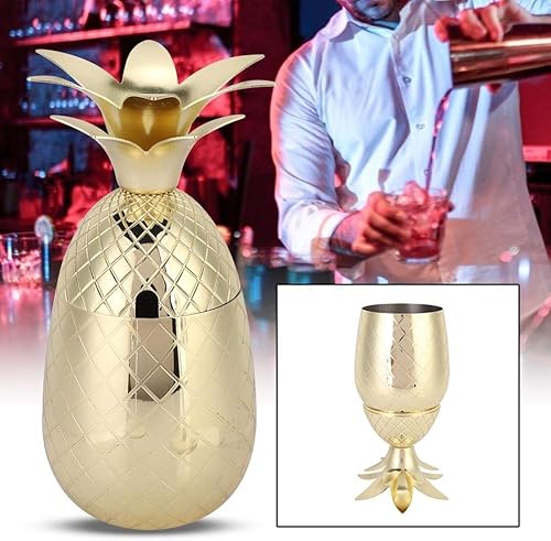 Miniatura 4 de Mezclador de cóctel de piña de acero inoxidable Accesorios de la coctelera de la forma de piña Copa de cóctel