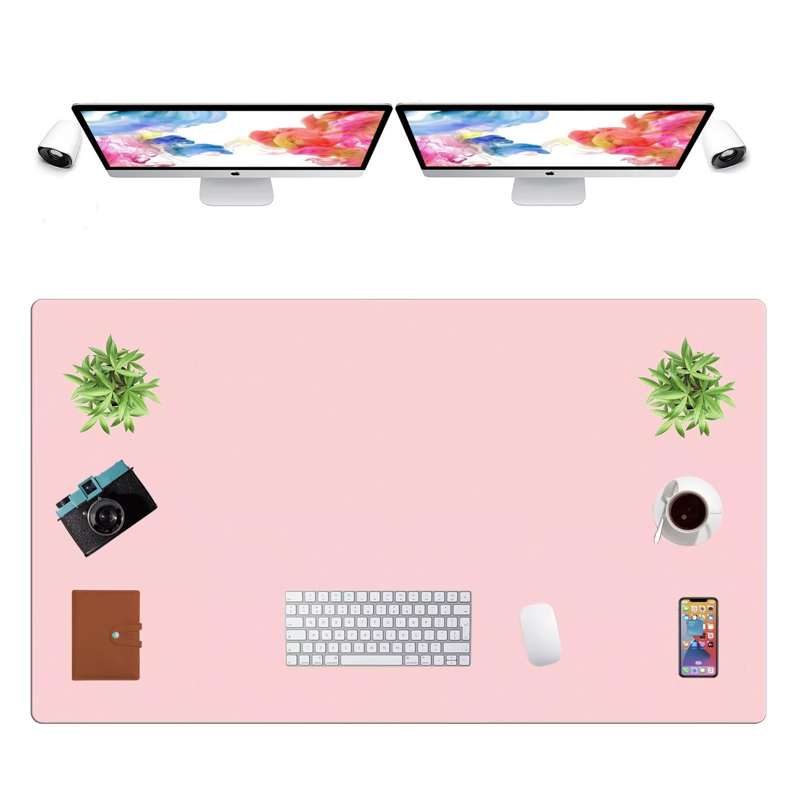 LL-COEUR Extra Large PU Leather Desk Mat Large Mouse Pad XXL Waterproof Table Mat Office Laptop Writing Pad (51.2 x 29.5 inch, Pink)