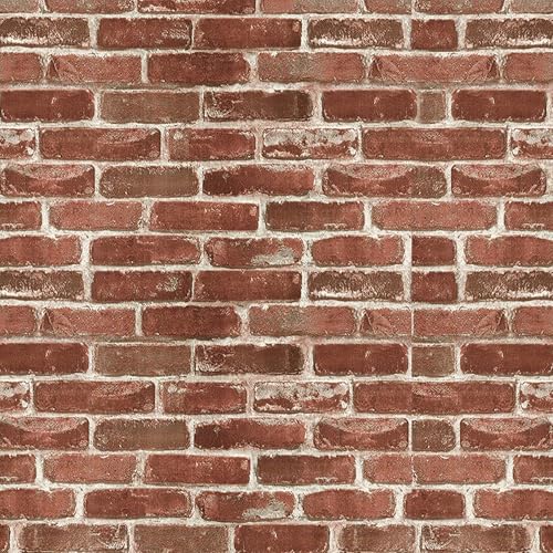 Tinicor Papel pintado autoadhesivo de ladrillo rojo, papel pintado con efecto de ladrillo, papel pintado de vinilo impermeable vintage, adhesivo de pared para decoración de Navidad, renovación de